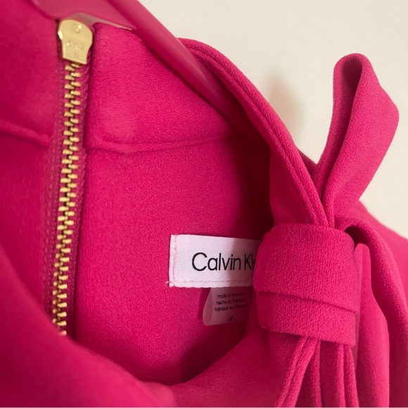 Calvin Klein womens pink midi dress with bow - Picture 4 of 7